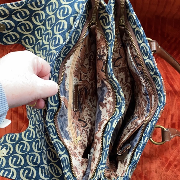 Denim, vegan leather designer Shoulder bag - Picture 3 of 4